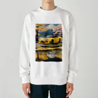 JapanCarStyleの黄色いスポーツカーと日本の風景3 Heavyweight Crew Neck Sweatshirt