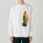 Mellow-Skyのひょっこり猫サーファー Heavyweight Crew Neck Sweatshirt