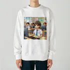 可愛い男の子イラスト販売所　By,keicyanの男の子　中学1年生　パソコン部 Heavyweight Crew Neck Sweatshirt