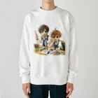 可愛い男の子イラスト販売所　By,keicyanの男の子　中学1年生　美術部 Heavyweight Crew Neck Sweatshirt