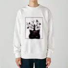 ブティック萌の猫とフクロウ Heavyweight Crew Neck Sweatshirt