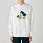 イラスト MONYAAT のねぎってる鴨カモ BM 白フチなし  Heavyweight Crew Neck Sweatshirt