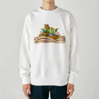 ハナドリカ SUZURI店のきつねうどん Heavyweight Crew Neck Sweatshirt