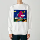 Blupiggの幸せの丘ピンクの木 Heavyweight Crew Neck Sweatshirt