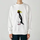 LalaHangeulの　風に吹かれるイワトビペンギンさん(文字無しバージョン Heavyweight Crew Neck Sweatshirt