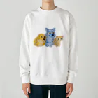 ぼくらの時間（みどり色）の仲良し三匹（背景無し） Heavyweight Crew Neck Sweatshirt