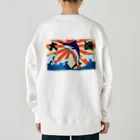 脂身通信Ｚの【背面プリント】大漁旗♪カジキ♪220829 Heavyweight Crew Neck Sweatshirt