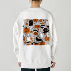 猫猫猫のハロウィン　猫　かぼちゃ Heavyweight Crew Neck Sweatshirt