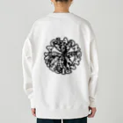 熱帯デザイン.com@SUZURIの【サークルロゴ2】AGLAONEMA PICTUM　モノクロ（アグラオネマピクタム）BLACK Heavyweight Crew Neck Sweatshirt