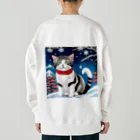 トカゲの猫浮き絵（冬） Heavyweight Crew Neck Sweatshirt