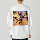 猫と紡ぐ物語のリズム感抜群！長身な白シャムネコがビーチでランバダダンス！  Heavyweight Crew Neck Sweatshirt