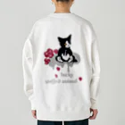 Jasmine工房のlucky stuffed animal   猫&赤薔薇 Heavyweight Crew Neck Sweatshirt