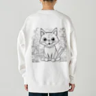 にゃんこーねこの白い猫 Heavyweight Crew Neck Sweatshirt