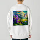 かるるんショップのアヤメと虹と妖精と Heavyweight Crew Neck Sweatshirt