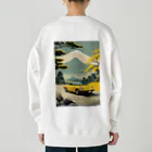 JapanCarStyleの黄色いスポーツカーと日本の風景 Heavyweight Crew Neck Sweatshirt