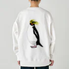 LalaHangeulの風に吹かれるイワトビペンギンさん(文字無しバージョン) バックプリント Heavyweight Crew Neck Sweatshirt