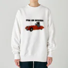 犬グッズの店しえるぶるーのレーシングカーに乗った黒パグ Heavyweight Crew Neck Sweatshirt