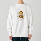 カワウソとフルーツのBaby Otters Honey（文字茶色） Heavyweight Crew Neck Sweatshirt