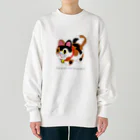 オグオグモグモグの張り子の三毛ニャンコ Heavyweight Crew Neck Sweatshirt