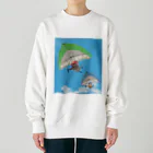 だいこくの猫絵生活ショップのハンググライダー猫_まめこ&ふーこ Heavyweight Crew Neck Sweatshirt