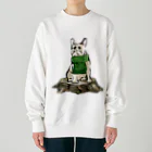 犬グッズの店しえるぶるーのマフラーを着けたフレンチブルドッグ　クリーム Heavyweight Crew Neck Sweatshirt