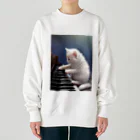 しき設計のピアノで遊ぶ子猫 Heavyweight Crew Neck Sweatshirt