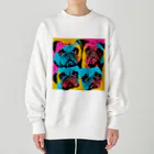 TakashiSのsurprised face pug Heavyweight Crew Neck Sweatshirt