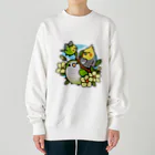 Cody the Lovebirdの仲良しインコ　セキセイインコ、オカメインコ、オキナインコ Chubby Bird Heavyweight Crew Neck Sweatshirt