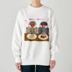 Lily bird（リリーバード）のパスタとシナモン・シルバー文鳥ず ロゴ入り Heavyweight Crew Neck Sweatshirt