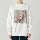 botanicalartAIの春のふんわり桜の花のアート Heavyweight Crew Neck Sweatshirt