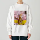 うさぎのうみちゃんねるショップのお花見うさぎ-うさぎのうみ Heavyweight Crew Neck Sweatshirt