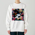 マッケンデジタルワールドの葛飾猫斎　猫名黒雪　浮世絵lofiアートパンクシティ　かわいいねこ Heavyweight Crew Neck Sweatshirt