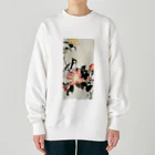 MUGEN ARTの小原古邨　椿に四十雀  Ohara Koson / Great tit on branch with pink flowers  Heavyweight Crew Neck Sweatshirt