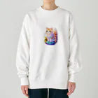 dolphineの上目遣いで見上げるrainbow cute cat Heavyweight Crew Neck Sweatshirt