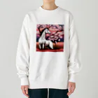 鶴丸男のお店の夜桜に佇む芦毛の怪物くん Heavyweight Crew Neck Sweatshirt