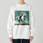 鶴丸男のお店の練習に励む芦毛の怪物くん Heavyweight Crew Neck Sweatshirt