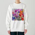 botanicalartAIのカラフルなスイトピー Heavyweight Crew Neck Sweatshirt