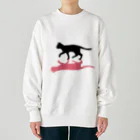 小鳥と映画館の黒猫と影　ピンク Heavyweight Crew Neck Sweatshirt