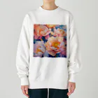 botanicalartAIのピンク色がかわいい芍薬のお花のイラスト Heavyweight Crew Neck Sweatshirt