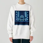 ペンギンとネオンとサイバーのサイバーペンギンたちの街のネオン看板 Heavyweight Crew Neck Sweatshirt