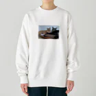 しろねこまるの茶トラのちゃちゃとキジのつぶちゃん Heavyweight Crew Neck Sweatshirt