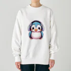 Vasetti_pressのヘッドホンを付けているペンギン Heavyweight Crew Neck Sweatshirt