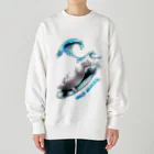 とりちゃん。のイルカ(ボード／黒) Heavyweight Crew Neck Sweatshirt