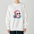 Vasetti_pressのサングラスをかけているウーパールーパー Heavyweight Crew Neck Sweatshirt