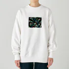 らくがき子さんのものづくり工房の花と植物 Heavyweight Crew Neck Sweatshirt