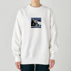 HYUGOの寝顔ドアップのキュートな猫 Heavyweight Crew Neck Sweatshirt