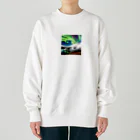 むめみの可愛いアイテムショップ⭐︎の北欧調の自然とオーロラのある景色 Heavyweight Crew Neck Sweatshirt