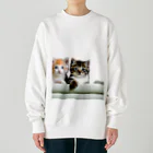 クロネコ宅急便の子猫の微笑み、心のオアシス Heavyweight Crew Neck Sweatshirt