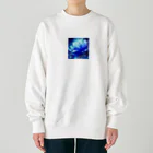 まよの幻想的なブルーフラワー Heavyweight Crew Neck Sweatshirt