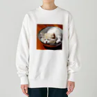 marusheのブサカワ猫のネコどんぶり Heavyweight Crew Neck Sweatshirt